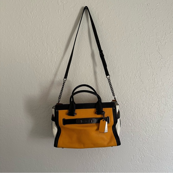 Coach Rare Color Block Swagger 27 Pebble Leather Chain Strap bag - Picture 3 of 13